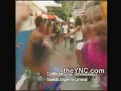 2 Transvestites get Pile Drived by Another at the Gay Festival