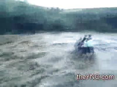 Tourists  Stuck in a Flash Flood get Taken Over a Waterfall (3 Dead)