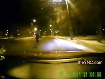 Scampering Drunk Russian on New Years Eve vs Dashcam Killer