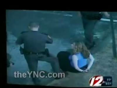 Lady Kicked in the Head by Pissed off Police Officer