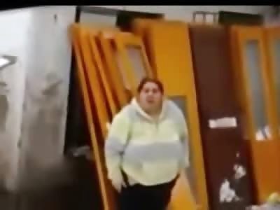 Big Fat Lady Gets Pissed off After Being Caught Taking Shit Outside