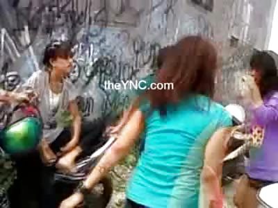 Pretty Girl in Purple gets Humiliation Attack by Cutting her Hair and her Clothes Off in Gang Attack-> 