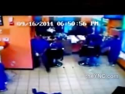 Pit Bull Attacks Man in Black Barbershop