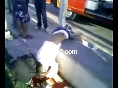 Man wrapped around pole after horrific accident