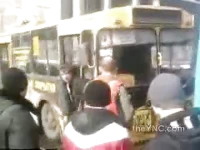 Pissed off Russian Bus Driver Whoops Passengers Ass