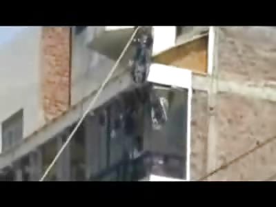ZAP!! Policewoman Electrocuted in Demonstration in Peru is left Dangling in the Air