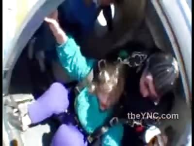 HORROR IN THE SKY: 80 Year Old Granny's Harness Breaks Thousands of Miles Above Earth.....I Shouldn't Laugh But this Video is Almost Funny