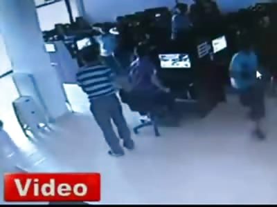 Pissed Husband Stabs his Wife in the Ass with a Big Knife who Fled into an Internet Cafe