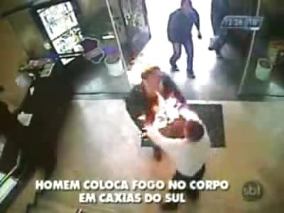 Deranged Mental Patient Escaped the Asylum and Calmly Sets Himself on Fire in a Store