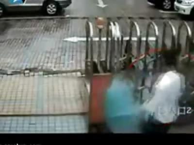 CCTV Captures the Moment a Man Was Killed by a Giant Sink Hole (Two Different Angles)
