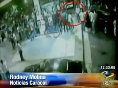Murder Caught on Camera at a Gas Station in Colombia 