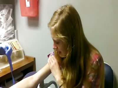 Teen Girl Getting Blood Drawn for a Test is Afraid of Needles .... REALLY F'N AFRAID OF NEEDLES
