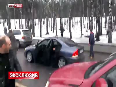 In Russia Road Rage Goes Down a Little Differently than in Most other Countries .. Like with Guns, Alot of Guns