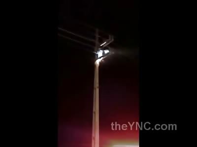 The Moment a Suicidal Man that Climbed an Electrical Pole Burns Alive from Horrific LONG Electrocution 