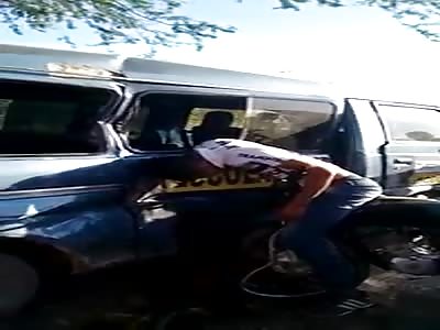 BIKER CRASHES INTO THE SIDE OF A VAN AND DIES